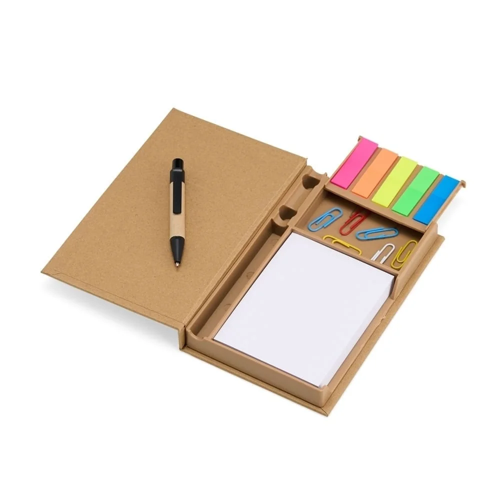 Bloco de Anotação com Postit e Esferográfica