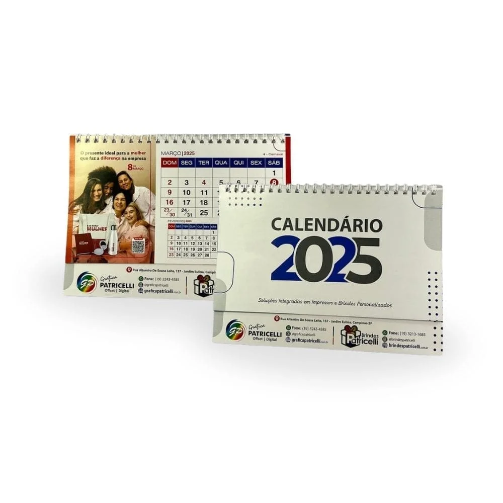 Calendário de Mesa 2025 com Logo Personalizada Custom