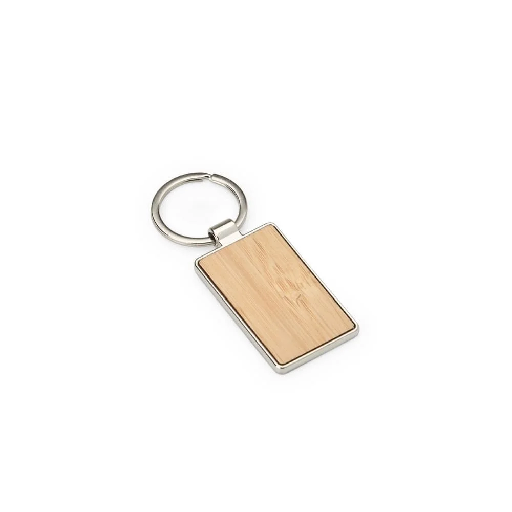 Chaveiro Metal Bambu Retangular com Logo Personalizada