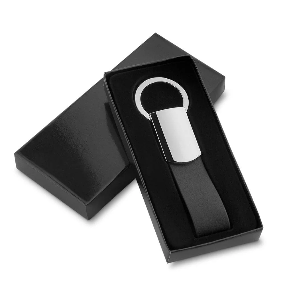 Chaveiro Metal com Couro com Logo Personalizada