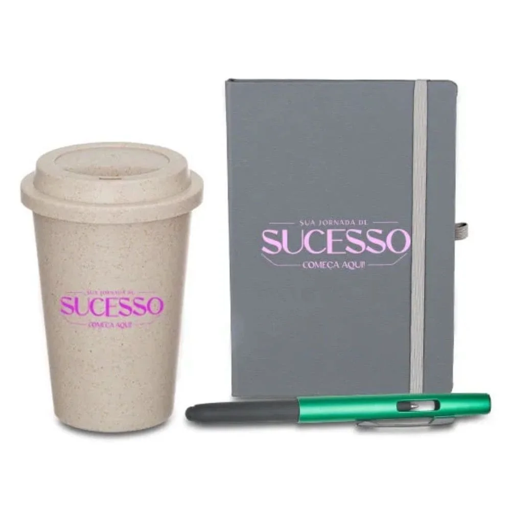 Kit Caderno e Acessórios 3 Itens com Logo